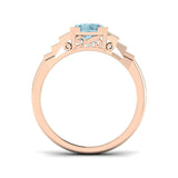 Side Profile Round Cut Aquamarine Ring with Diamond Accents