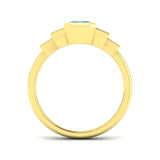 Emerald Cut Aquamarine Engagement Ring with Pave Diamonds