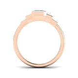 Emerald Cut Aquamarine Ring with Diamond Pave Side Accents in White Gold