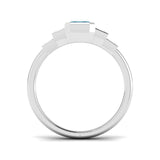 Side profile of Emerald Cut Aquamarine Ring with Diamond Accents