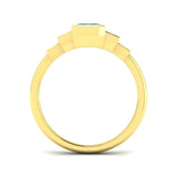 Rose Gold Emerald Cut Aquamarine Ring with Diamond Side Accents