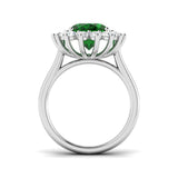Emerald Halo Ring with Cluster Diamonds