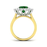 Emerald Diamond Halo Ring Floral Cluster Design