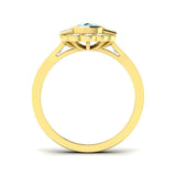 Yellow Gold Cushion Cut Aquamarine Ring with Diamonds