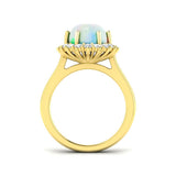 Diamond Ekher Opal Ring | 1.75ct - 2.25ct | Hallmarked Gold & Platinum