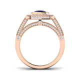 Diamond Effibgham Blue Sapphire Ring | 2.5ct