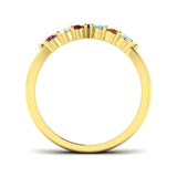 Colourful Wishbone Gemstone Ring with Diamond Wedding Band