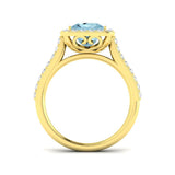Aquamarine Engagement Ring with Round Pave Diamonds in Gold