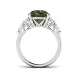 Lab-Grown Green Tourmaline Pear Ring | Halo Round Diamond | 9K 18K Platinum
