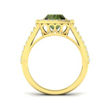 Cushion Green Tourmaline Halo Ring | 4ct | Lab & Natural Diamonds