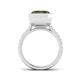 Green Tourmaline Emerald Cut Ring | 5.5ct | Lab & Natural Diamond | UK Hallmarked
