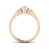Aquamarine Ring with Natural Round Diamond Side Stones