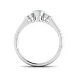 Aquamarine Ring with Natural Round Diamond Side Stones