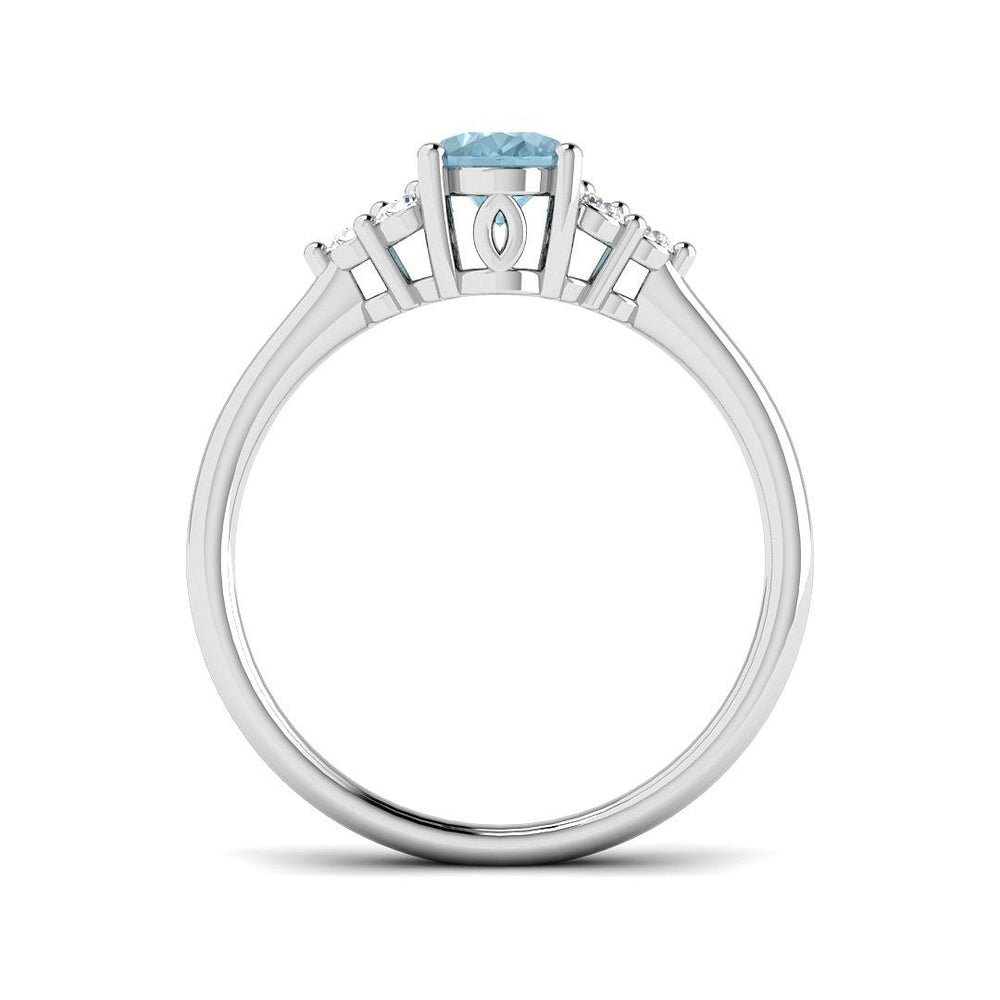 Aquamarine Cluster Diamond Ring Side View