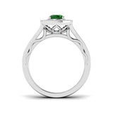 emerald halo ring with diamond band