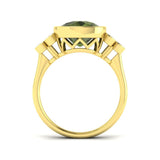 Green Tourmaline Diamond Ring | Lab & Natural | Hallmarked UK