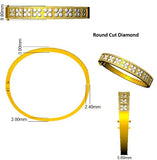 Premium Platinum Natural Diamond Round Cut Half Eternity Bangle with Hinged Box Lock