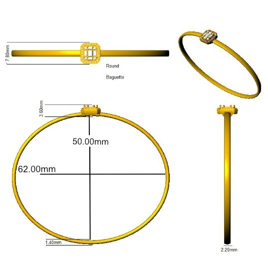 Anniversary Gift Bracelet, Womens Diamond Bangle, Elegant Diamond Bracelet