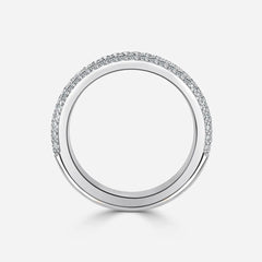 Micro Pave Set Natural Round Brilliant Cut Half Eternity Wedding Band in Platinum