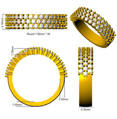 1.00Carat D-E/VS Lab Grown Diamond Half Eternity Wedding Ring 9k Yellow Gold Ready To Ship
