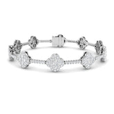 Platinum Diamond Tennis Bracelet, Luxury Clover Diamond Jewelry, Natural Diamond Clover Bracelet