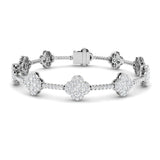 Platinum Diamond Tennis Bracelet, Luxury Clover Diamond Jewelry, Natural Diamond Clover Bracelet