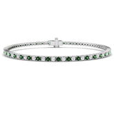 18K Solid Gold Prong Set Tennis Bracelet in Natural Round and Tsavorite Gemstones