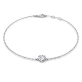 18K Yellow Gold Natural Solitaire Heart Cut Diamond Charm Bracelet with Lobster Claw