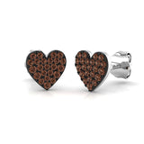 0.25ct Natural Brown Diamond Heart Shape Cluster Earrings in Hallmarked Gold – UK Crafted