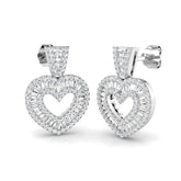 Round & Baguette Cut Diamond Halo Earring In Hallmarked Gold