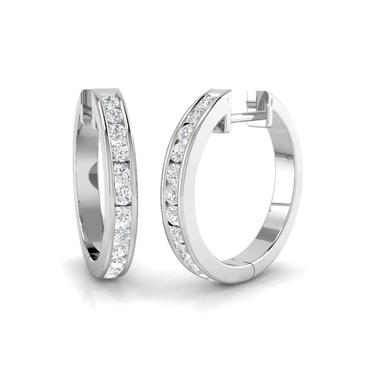 0.50–1.00 Ct Natural & Lab-Grown Round Diamond Hoops | Channel Set | 9K/18K Gold, Platinum