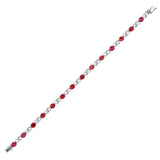 18K White Gold Ruby & Diamond Infinity Link Bracelet with Prong-Set Diamonds