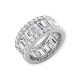 Baguette & Round Diamond Triple Row Eternity Ring Anniversary Gift