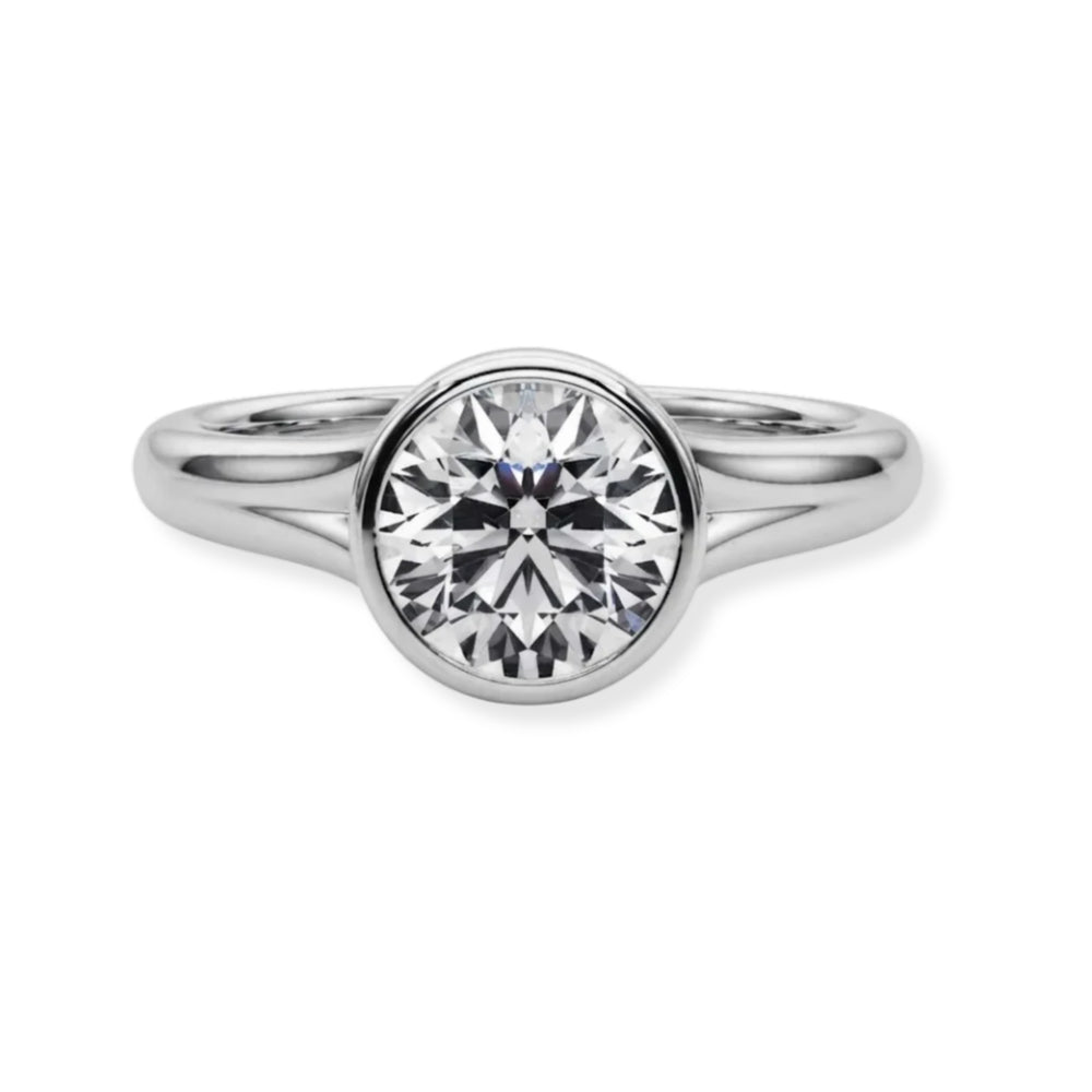 5ct bezel set round diamond solitaire ring for women in platinum