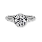 5ct bezel set round diamond solitaire ring for women in platinum