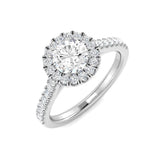 lab grown round diamond solitaire halo ring for women gift
