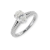 Oval Cut Diamond Engagement Ring with Double Pave Band Anniversary Gift