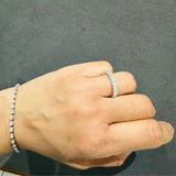 Emerald Cut Lab Grown Diamond Full Eternity Wedding Band Platinum