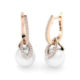 Nature Inspired Pearl Diamond Drop Earrings