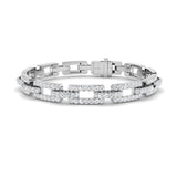 Modern Paperclip Diamond Bracelet in White Gold
