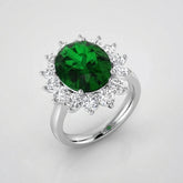 Oval Green Emerald Halo Engagement Ring Anniversary Gift Diamond