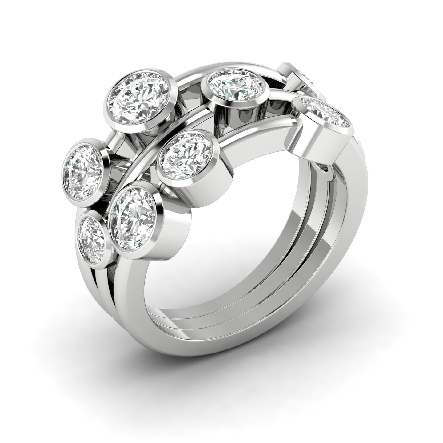 Lab-Grown Diamond Bubble Ring 2.00 Carat Gold & Platinum Handmade