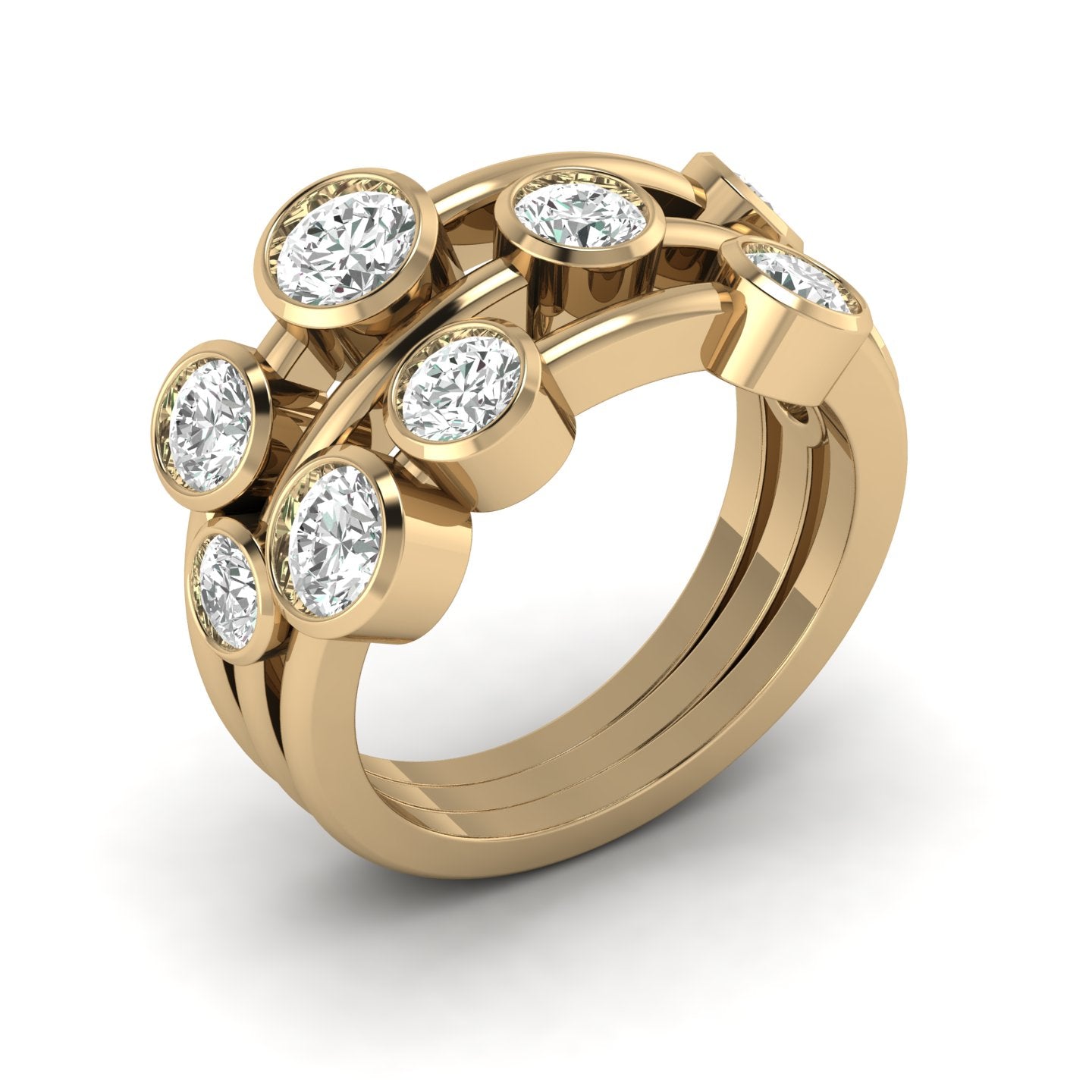 Lab-Grown Diamond Bubble Ring 2.00 Carat Gold & Platinum Handmade