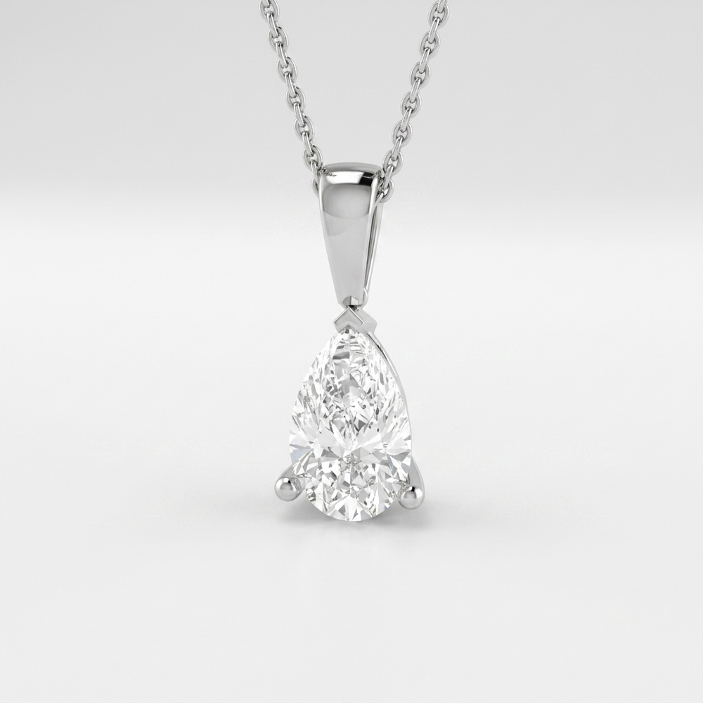 Pear Shape Lab Grown Diamond Solitaire Pendant Anniversary Gift
