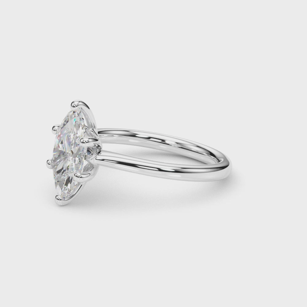 Lab-Grown Marquise Cut Diamond  Floral Six-Prong Solitaire Engagement Ring.