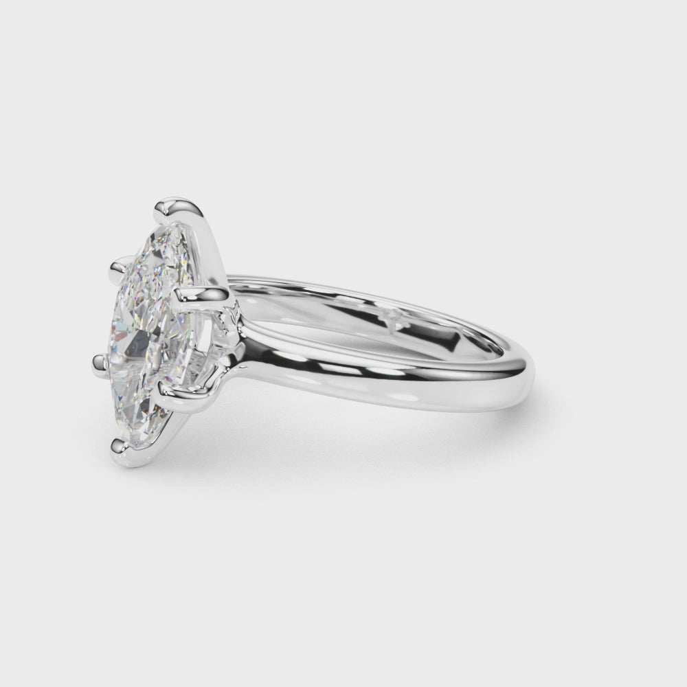 Lab-Grown D-VVS Marquise Cut Diamond Solitaire Engagement Ring.