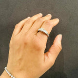 Princess Cut Natural Diamond Trilogy Engagement Ring with Baguette Sides 14K White Gold