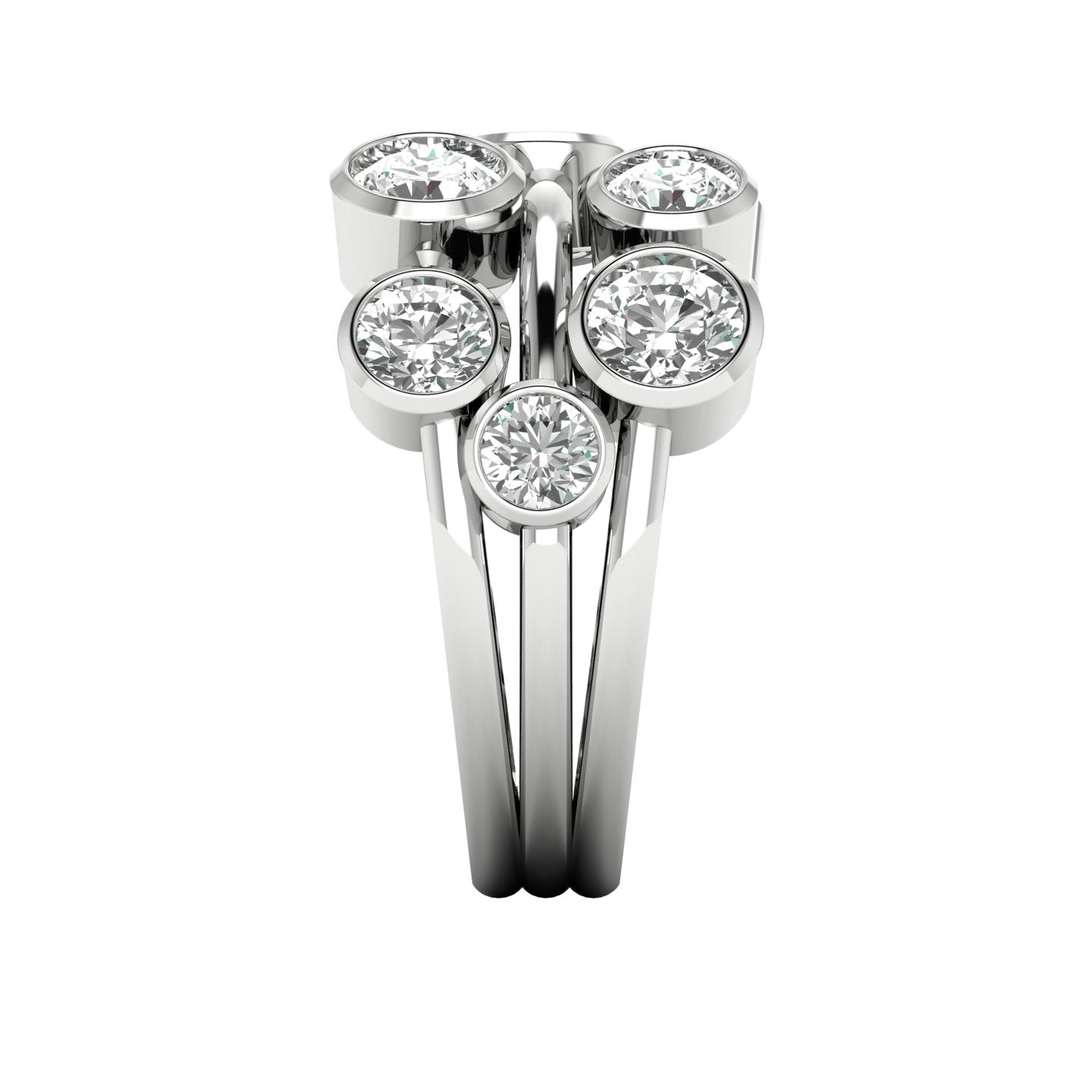 Lab-Grown Diamond Bubble Ring 2.00 Carat Gold & Platinum Handmade