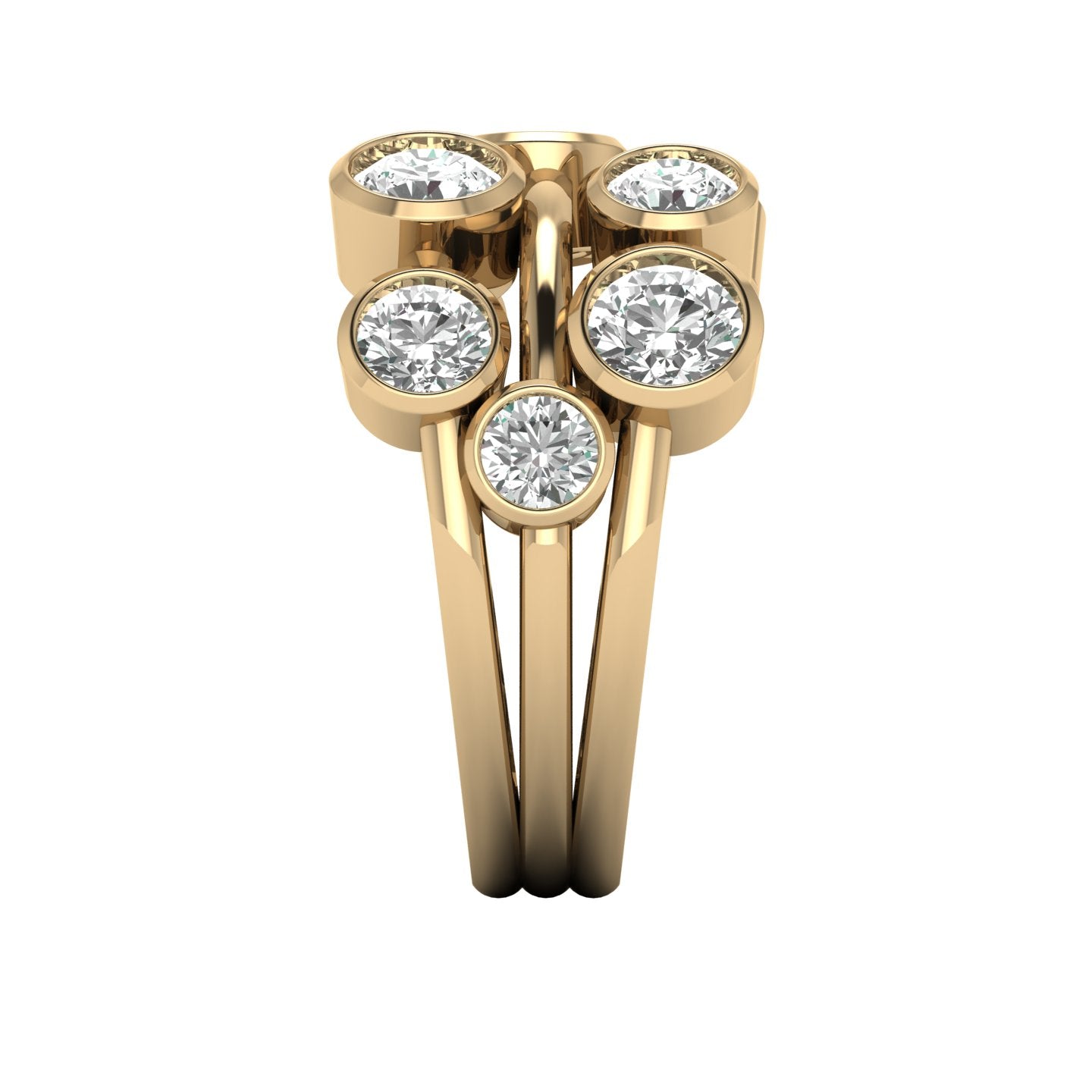 Lab-Grown Diamond Bubble Ring 2.00 Carat Gold & Platinum Handmade