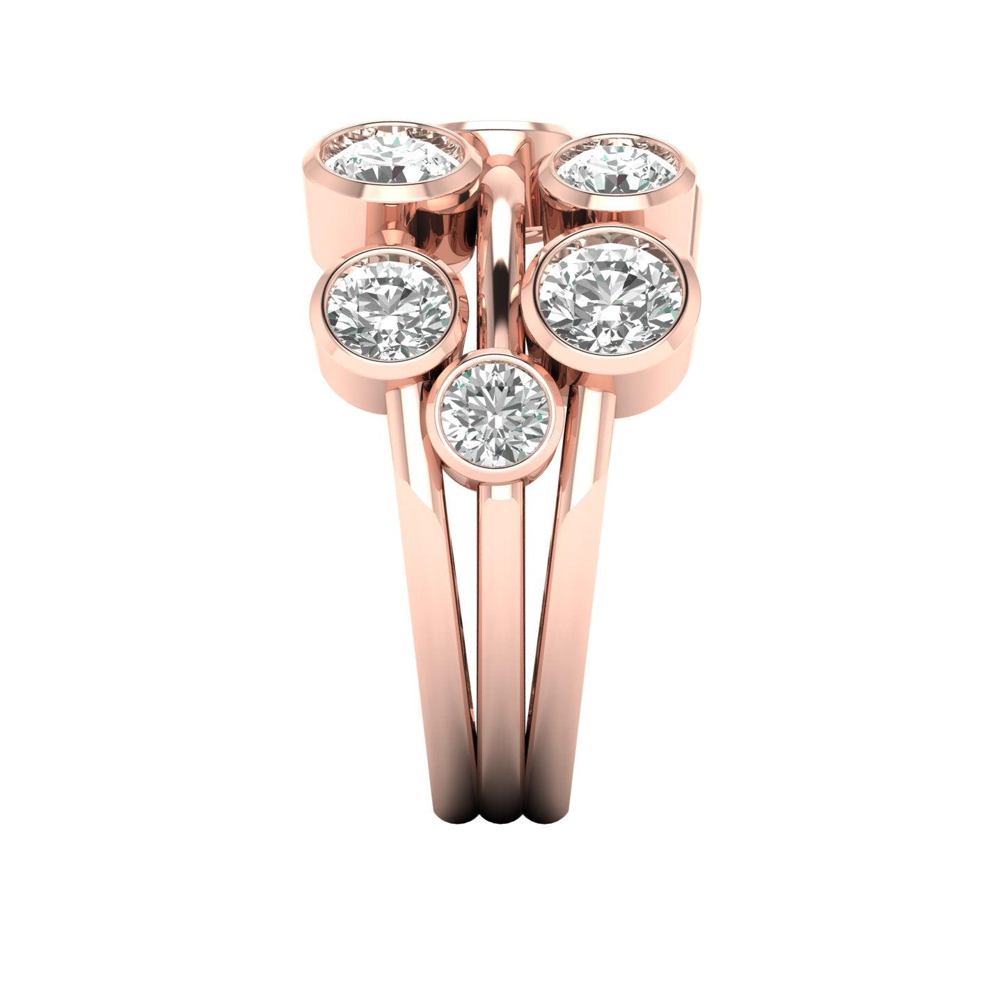Lab-Grown Diamond Bubble Ring 2.00 Carat Gold & Platinum Handmade